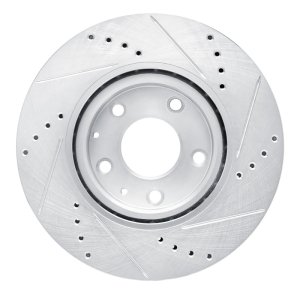 Mazda 3 Brake Rotor (1) - Front Left - R1 Concepts - Drilled & Slotted - Silver - `19-`25